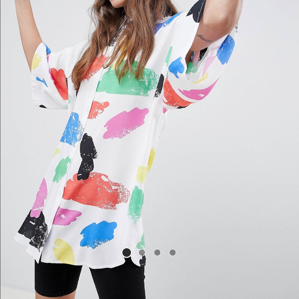 oversized shirt in bright abstract print